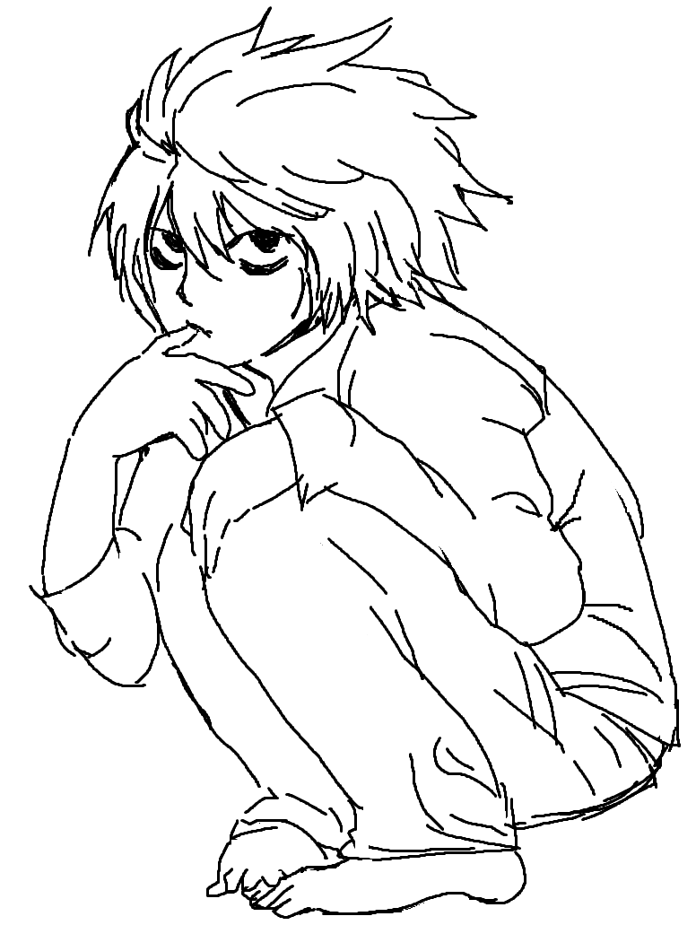 L from Death Note drawn in MS Paint