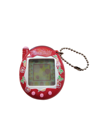 Tamagotchi Version 3, red tropical theme